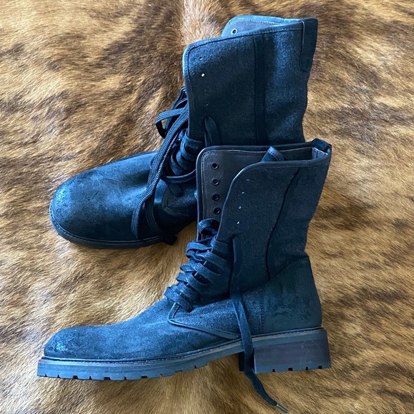 John Varvatos Dark Gray Lace-Up Boots - Picture 1 of 5